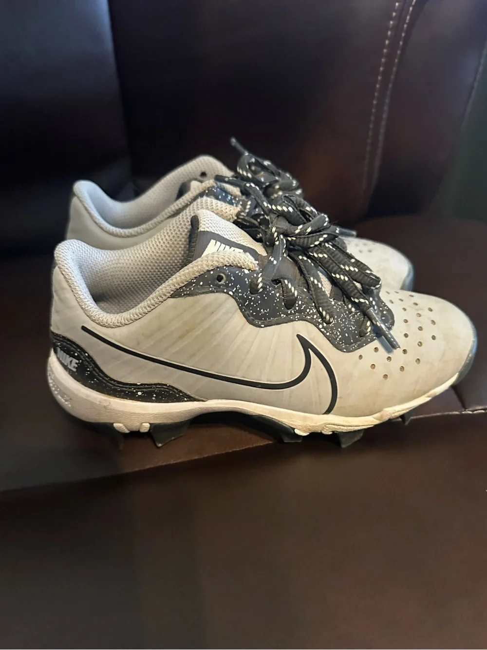 Nike Kids Gray and Black Sports Cleats -size 11